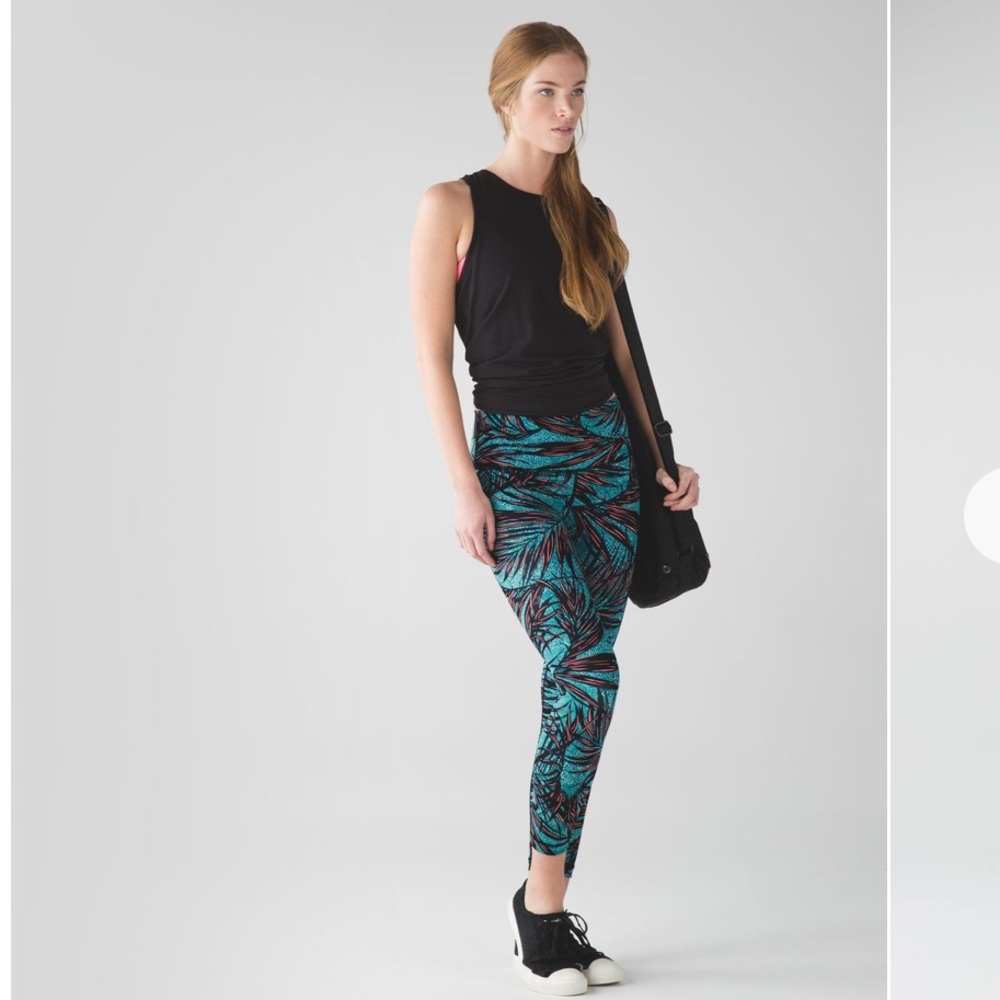 lululemon athletica Black and Teal Patterned Leggings